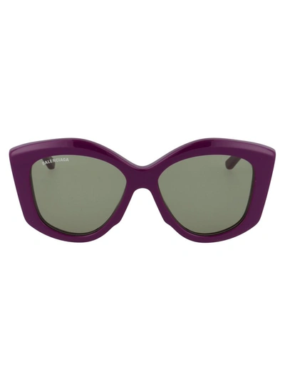 Shop Balenciaga Eyewear Butterfly Frame Sunglasses In Purple