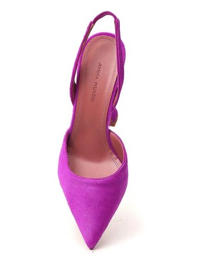 Shop Amina Muaddi Holli Slingback Pumps In Purple