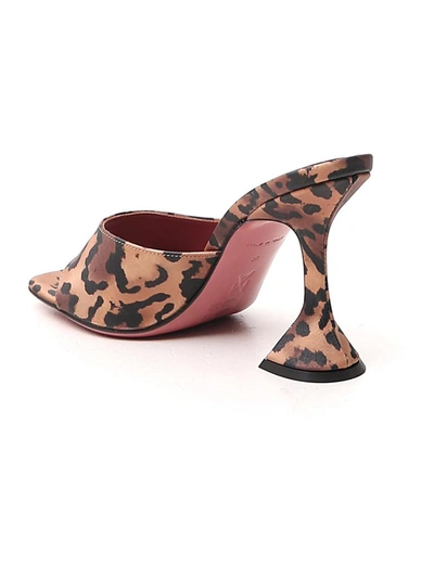Shop Amina Muaddi Lupita Leopard Print Heeled Slippers In Multi