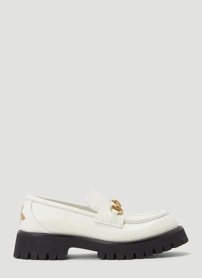 Shop Gucci Horsebit Lug Sole Loafers In White