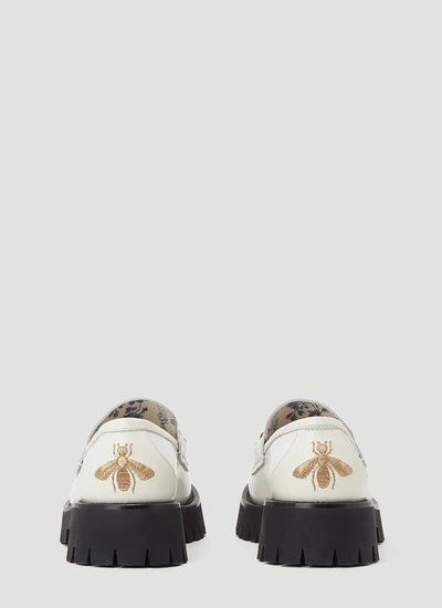 Shop Gucci Horsebit Lug Sole Loafers In White