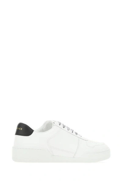 Shop Versace Logo Lace Low In White