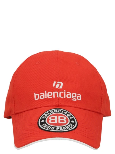 Shop Balenciaga Sponsor Logo Baseball Cap In Red