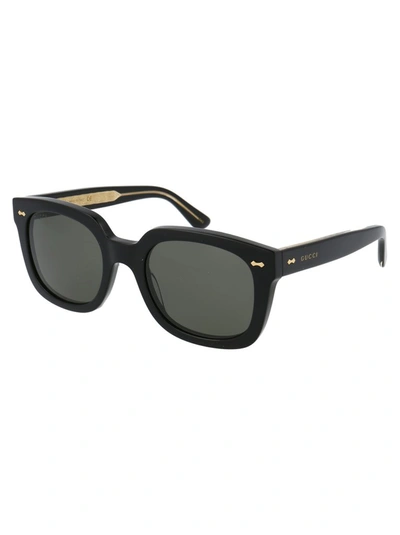 Shop Gucci Eyewear Rectangular Frame Sunglasses In Black