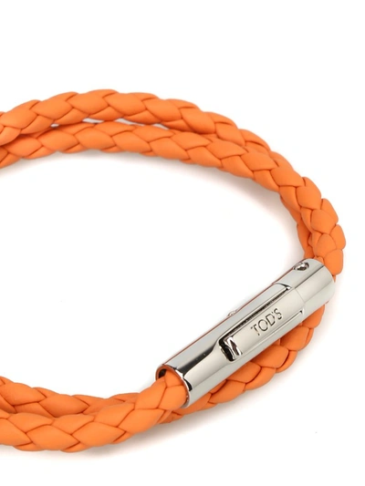 Shop Tod's Mycolors Woven Bracelet In Orange