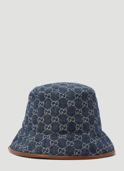 Shop Gucci Gg Denim Bucket Hat In Blue