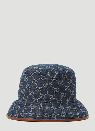 Shop Gucci Gg Denim Bucket Hat In Blue