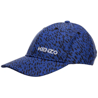 Shop Kenzo Animal Print Baseball Cap In Blue