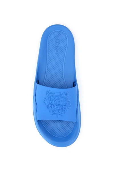 Shop Kenzo Tiger Pool Slides In Blue