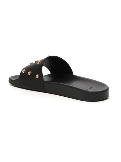 Shop Versace Medusa Studded Slides In Black