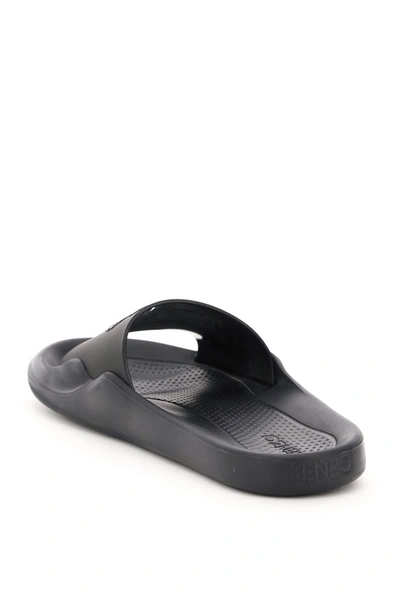 Shop Kenzo Tiger Pool Slides In Black