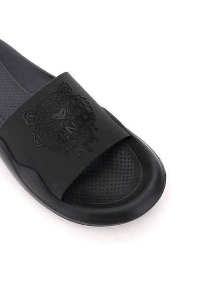 Shop Kenzo Tiger Pool Slides In Black