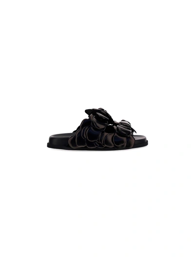 Shop Valentino Slide Sandals In Black