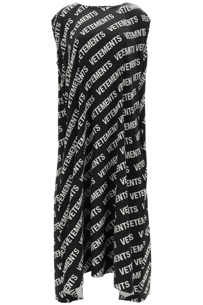 Shop Vetements Long Monogram Dress In Black White (black)