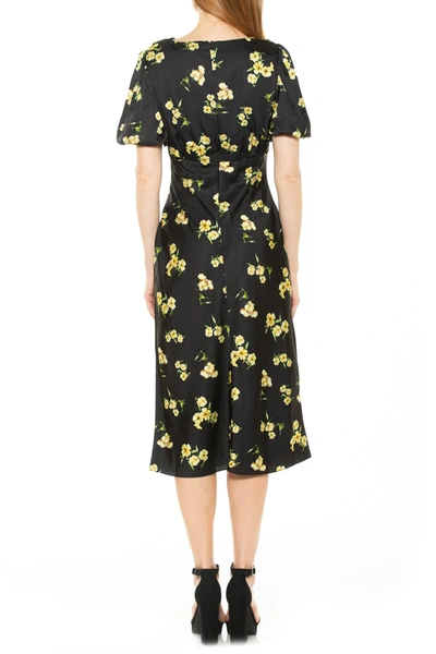 Shop Alexia Admor Felicity Bubble Sleeve Midi Dress In Yellow Floral