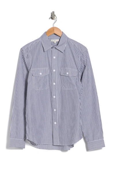 Shop Alex Mill Field Stripe Print Regular Fit Shirt In Navy/white