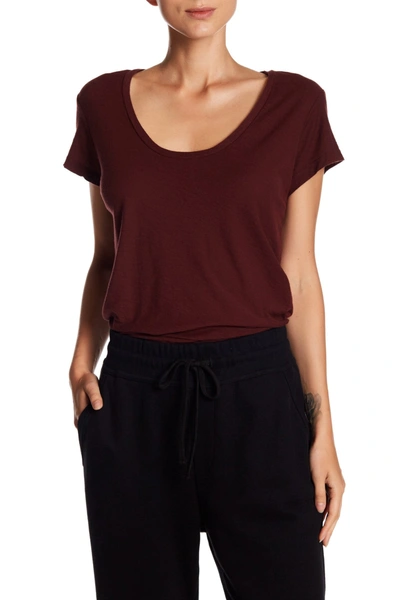 Shop James Perse Deep Scoop Neck T-shirt In Dark Plum