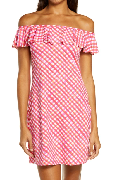Shop Tommy Bahama Harbour Island Off The Shoulder Ruffle Spa Dress In Paradise Coral