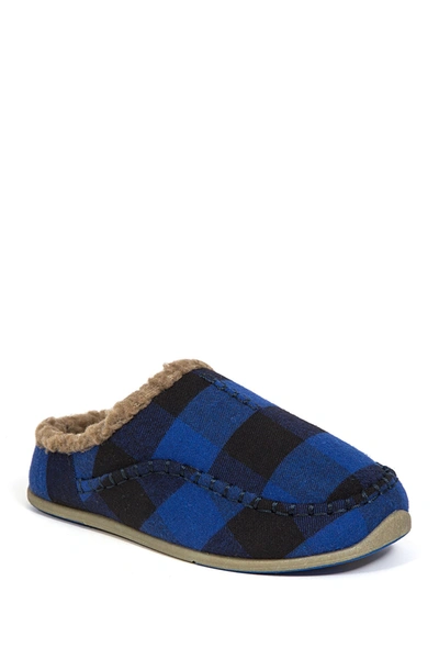 Shop Deer Stags Slipperooz Lil' Nordic Faux Shearling Lined Plaid Slipper In Blue/black