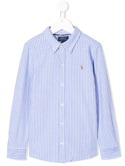 Shop Ralph Lauren Striped Oxford Shirt In Blue