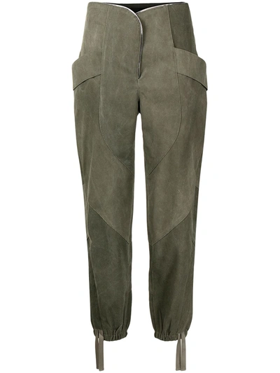 Shop Rta Zelie Tapered High-waisted Trousers In Green