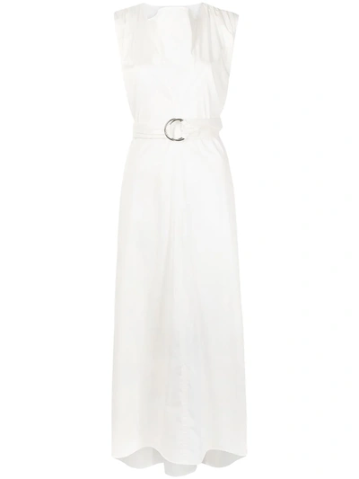 Shop Adeam Belted Maxi Dress In White