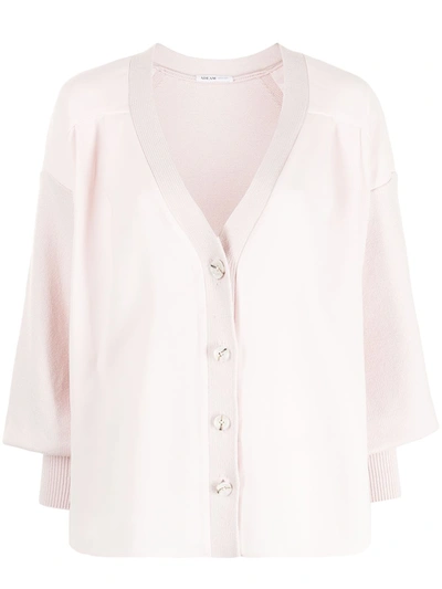 Shop Adeam Poppy Cotton-blend Cardigan In Pink
