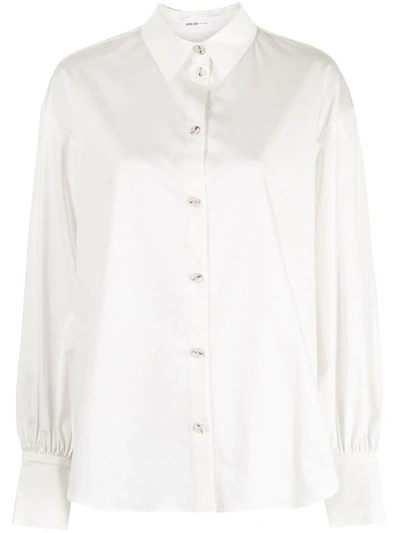 Shop Adeam Camellia Pleated Poplin Shirt In White