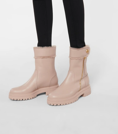 Shop Gianvito Rossi Montreal Leather Ankle Boots In Pink