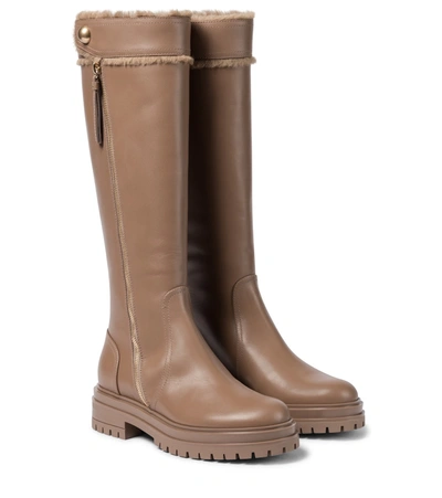 Shop Gianvito Rossi Montreal Leather Knee-high Boots In Brown