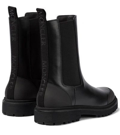 Shop Moncler Patty Leather Chelsea Boots In Black