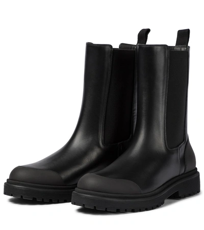 Shop Moncler Patty Leather Chelsea Boots In Black