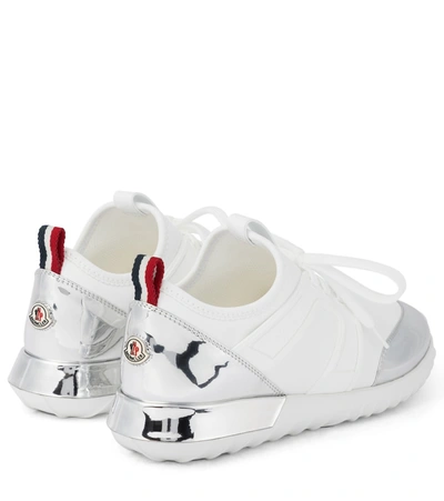 Shop Moncler Meline Leather-trimmed Sneakers In White