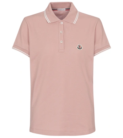 Shop Moncler Cotton Piqué Polo Shirt In Pink