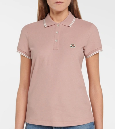 Shop Moncler Cotton Piqué Polo Shirt In Pink