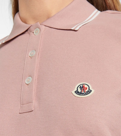 Shop Moncler Cotton Piqué Polo Shirt In Pink