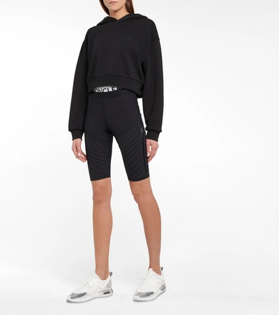Shop Moncler Perforated Biker Shorts In Black