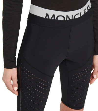 Shop Moncler Perforated Biker Shorts In Black