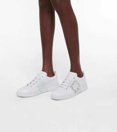 Roger Vivier Crystal-embellished Low-top Sneakers In White