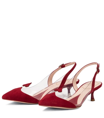 Shop Roger Vivier I Love Vivier 45 Suede Pumps In Red