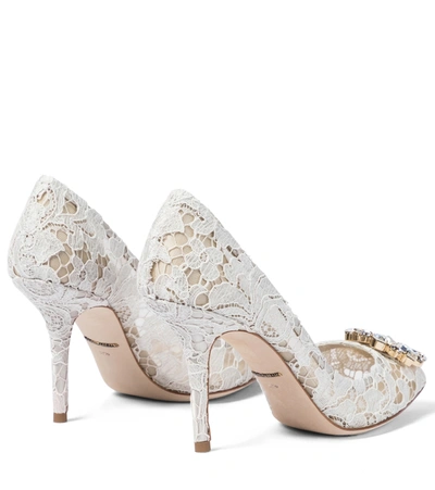 Dolce & Gabbana Belluci Embellished Lace Pumps In White