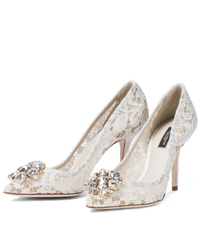 Dolce & Gabbana Belluci Embellished Lace Pumps In White