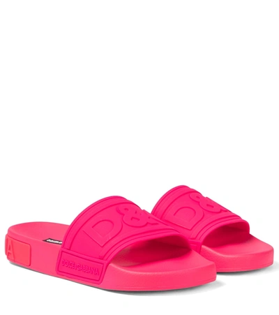 Shop Dolce & Gabbana Logo Slides In Pink