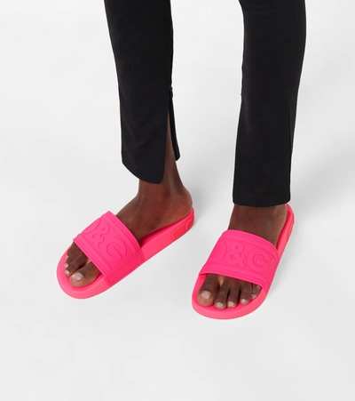 Shop Dolce & Gabbana Logo Slides In Pink