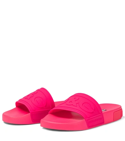 Shop Dolce & Gabbana Logo Slides In Pink