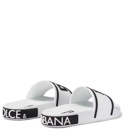 Shop Dolce & Gabbana Logo Slides In White