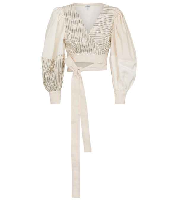 Loewe Balloon Sleeve Wrap Top in Black