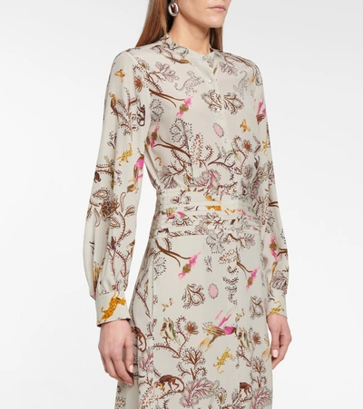 Shop Dorothee Schumacher Tree Of Life Printed Silk Shirt Dress In Beige