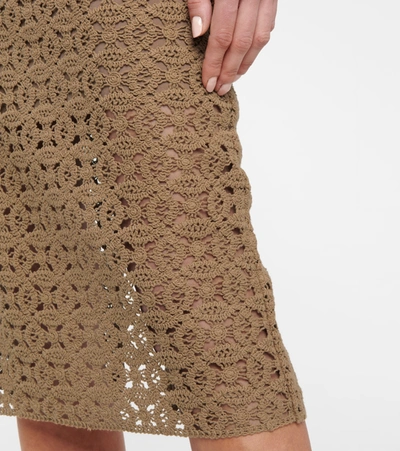 Shop Dorothee Schumacher Bold Statement Crochet Cotton Pencil Skirt In Brown