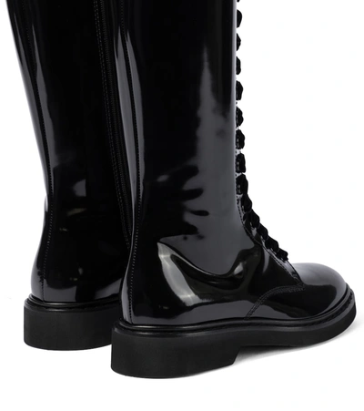 Shop Roger Vivier Viv' Rangers Patent Leather Knee-high Boots In Black